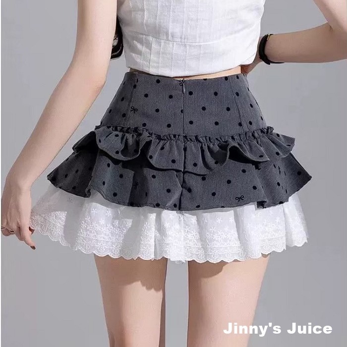 現貨 波浪蕾絲澎澎裙 點點短裙 澎澎短裙 澎澎裙 綁帶短裙 自帶安全褲短裙 褲裙 短裙 短褲裙 蕾絲短裙 波浪短裙-細節圖4