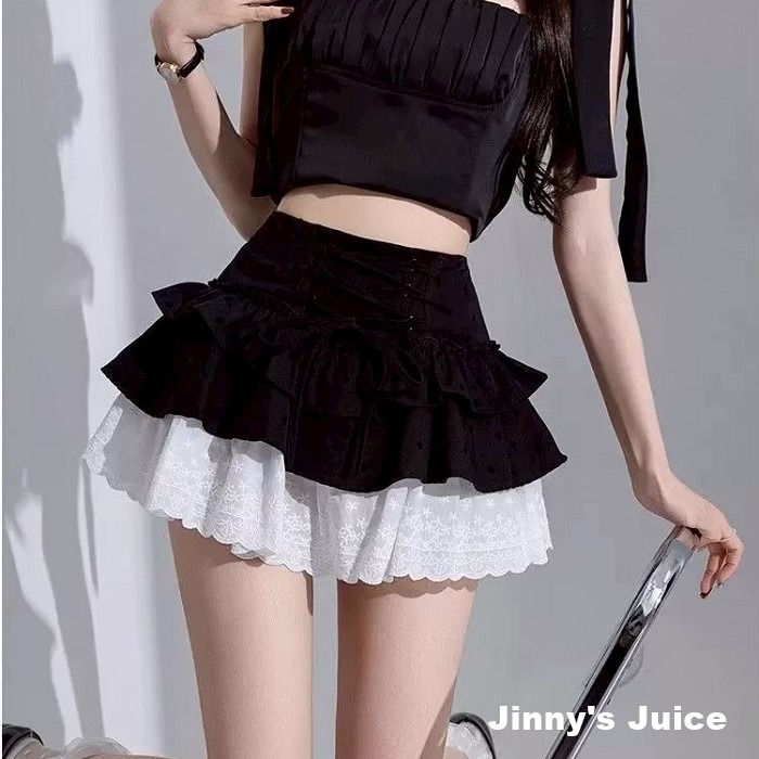 現貨 波浪蕾絲澎澎裙 點點短裙 澎澎短裙 澎澎裙 綁帶短裙 自帶安全褲短裙 褲裙 短裙 短褲裙 蕾絲短裙 波浪短裙-細節圖7