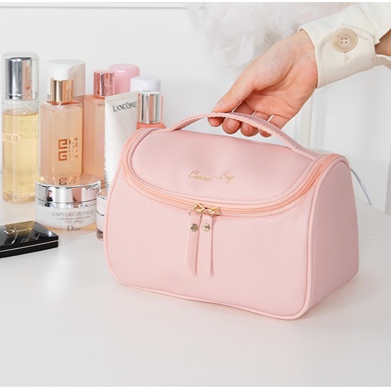 【台灣現貨】大容量便攜化妝包 防潑水化妝包 大開口收納包 整理包 手提化妝包 手提收納包 收納包-細節圖8
