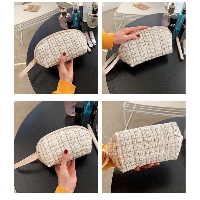 【台灣現貨】小香風化妝包新款大容量ins收納包便攜旅行洗漱包手提高顏值貝殼包 手提包 收納包 化妝收納包-細節圖2