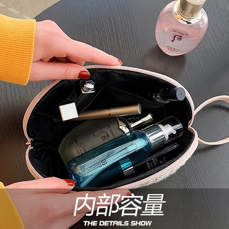 【台灣現貨】小香風化妝包新款大容量ins收納包便攜旅行洗漱包手提高顏值貝殼包 手提包 收納包 化妝收納包-細節圖4