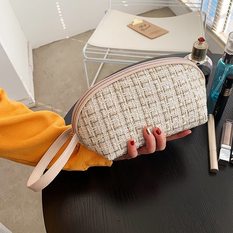 【台灣現貨】小香風化妝包新款大容量ins收納包便攜旅行洗漱包手提高顏值貝殼包 手提包 收納包 化妝收納包-細節圖5