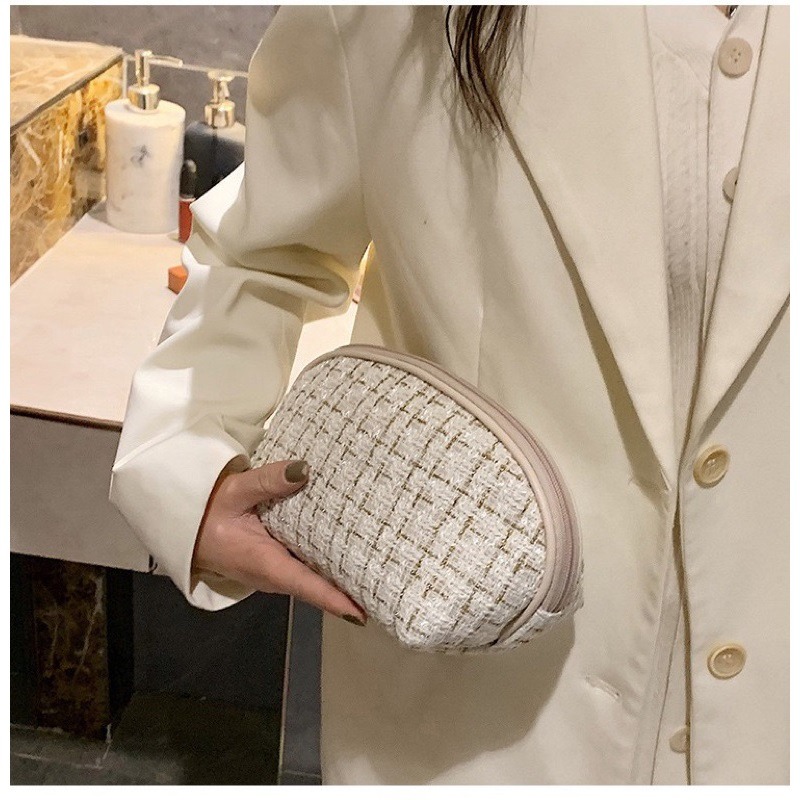 【台灣現貨】小香風化妝包新款大容量ins收納包便攜旅行洗漱包手提高顏值貝殼包 手提包 收納包 化妝收納包-細節圖8