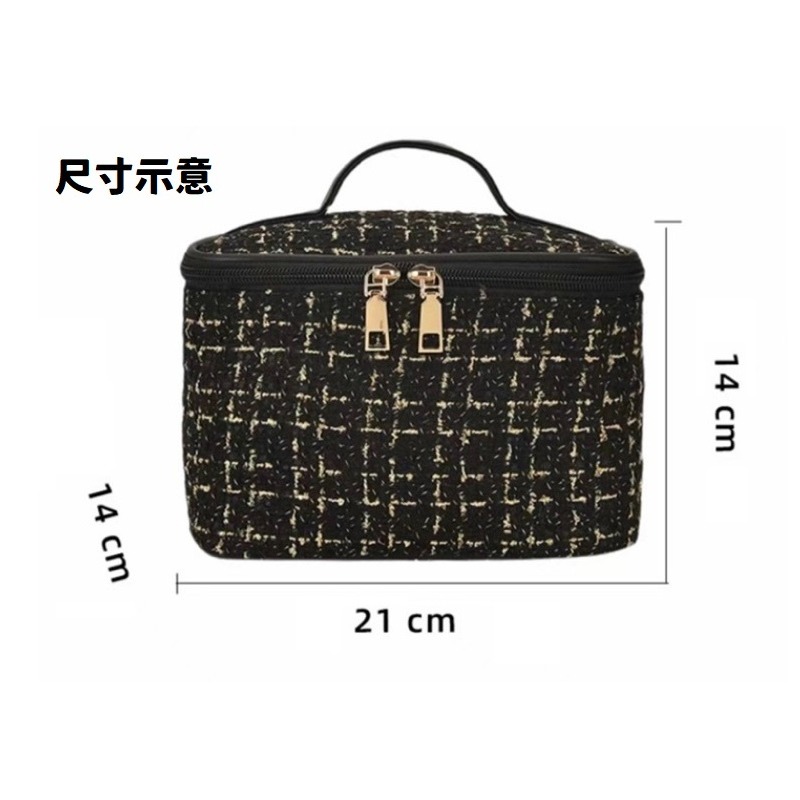 【台灣現貨】旅用化妝包新款小香風大容量便攜洗漱包高顏值外出隨身手提方形收納包女-細節圖2