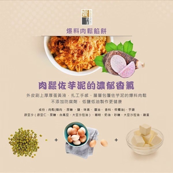 饗得美 手工爆料肉鬆餡餅禮盒(6入)｜皮薄餡多｜孝敬長輩伴手禮｜下午茶點心推薦｜無防腐劑健康低油-細節圖3