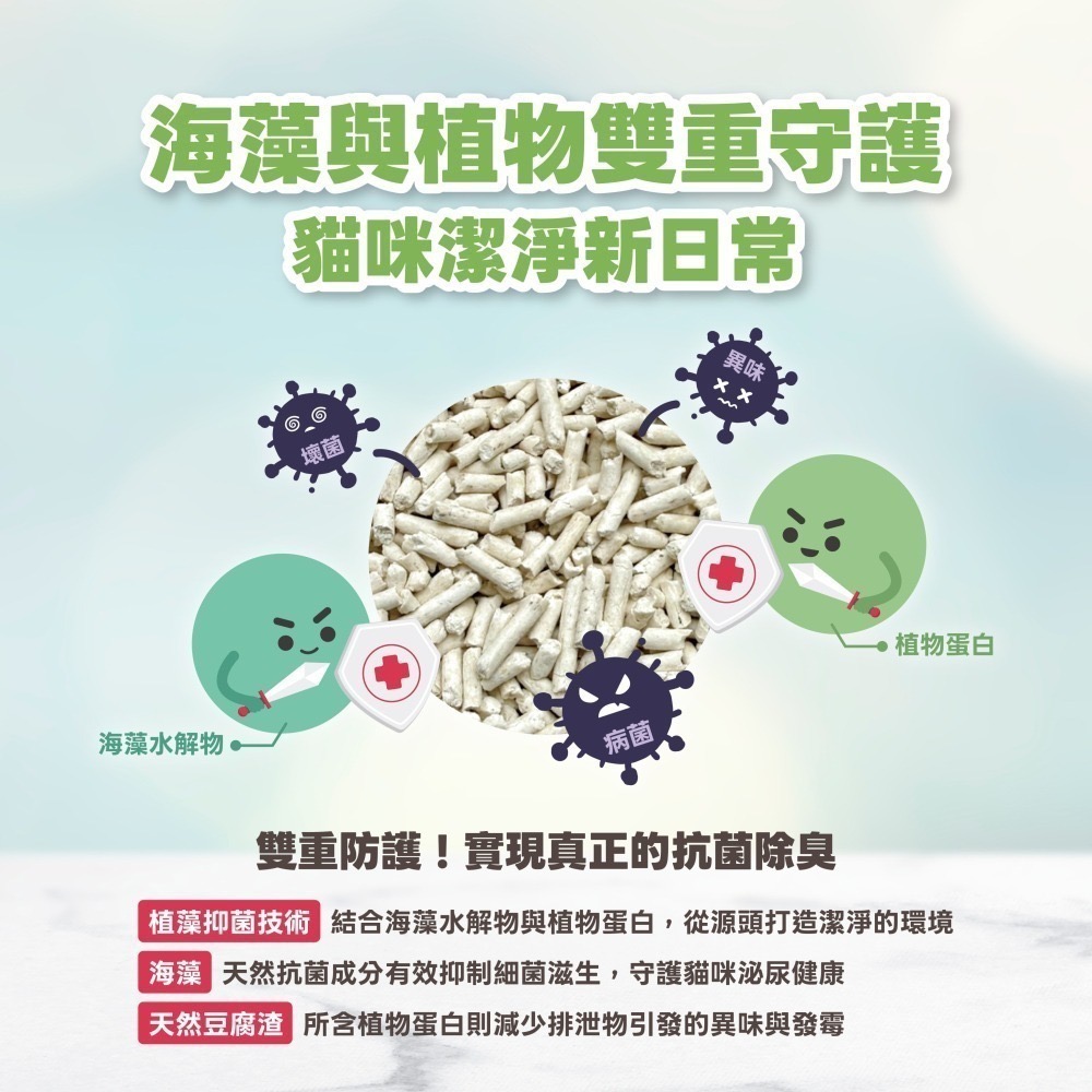 購買1箱免運｜SAPA 海藻抗菌豆腐貓砂 2.5KG｜低粉塵 快速凝結 不黏底｜可沖馬桶｜台灣製造 SGS檢驗-細節圖3