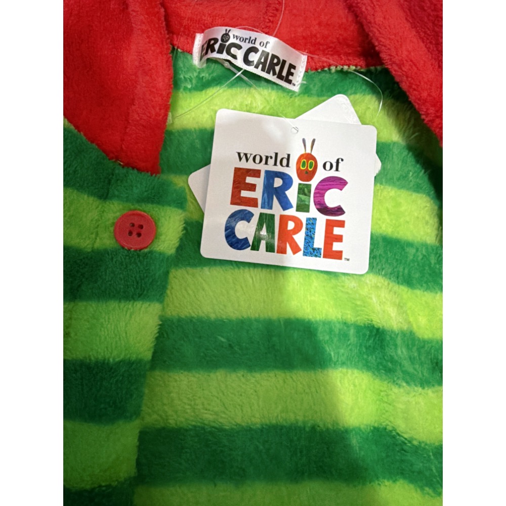 全新 日本西松屋購入 好餓的毛毛蟲 珊瑚絨連帽保暖背心 95cm-細節圖3