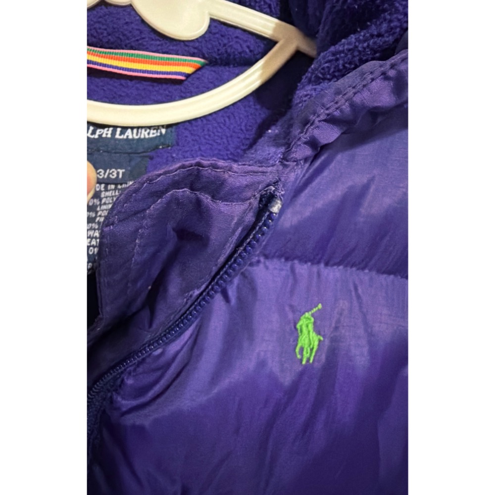 3T POLO RL 小馬刺繡紫色羽絨外套3y-細節圖4