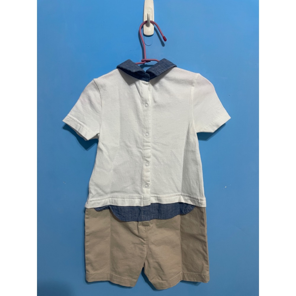GAP 帥氣假兩件襯衫連身衣 12-18m-細節圖2