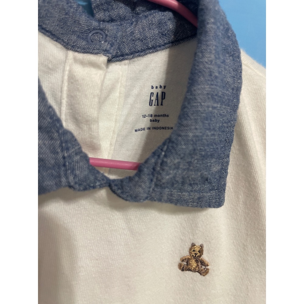 GAP 帥氣假兩件襯衫連身衣 12-18m-細節圖3