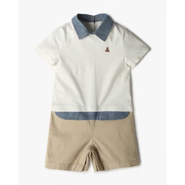 GAP 帥氣假兩件襯衫連身衣 12-18m-細節圖4