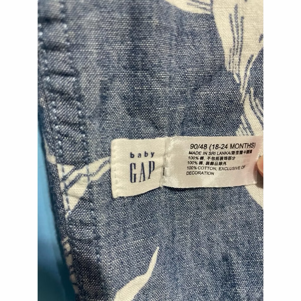 GAP 淺藍花襯衫連身衣含帽子 90/48 18-24-細節圖4