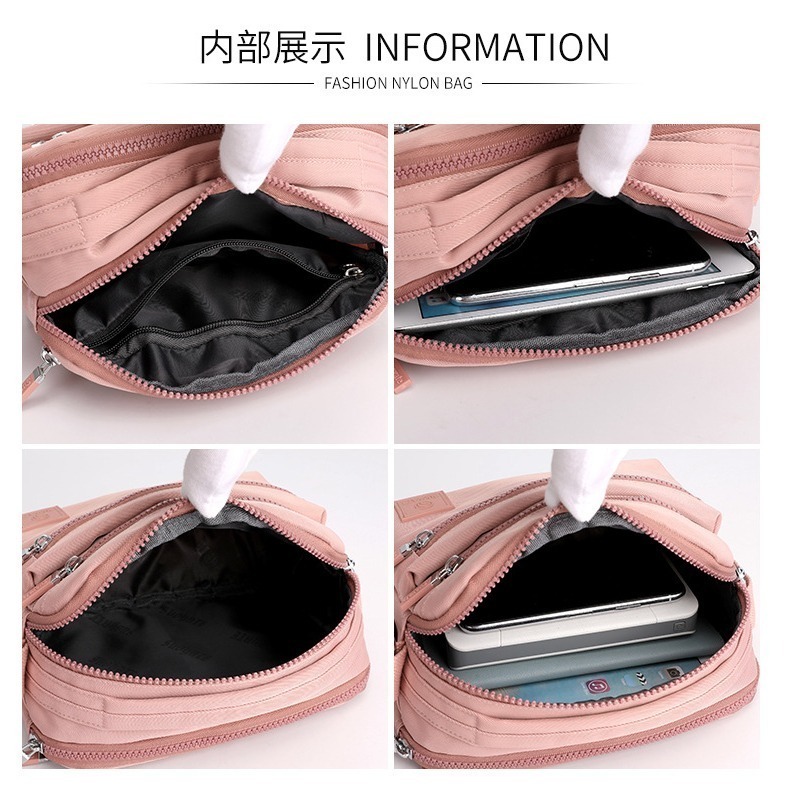 No.R780 素色簡約百搭休閒防水尼龍包斜背包側背包手提包小包包389249-細節圖4