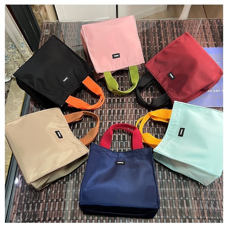 No.465 個性簡約男女學生OL防水便當袋手提袋餐袋素色百搭撞色手提小包包219139-細節圖3