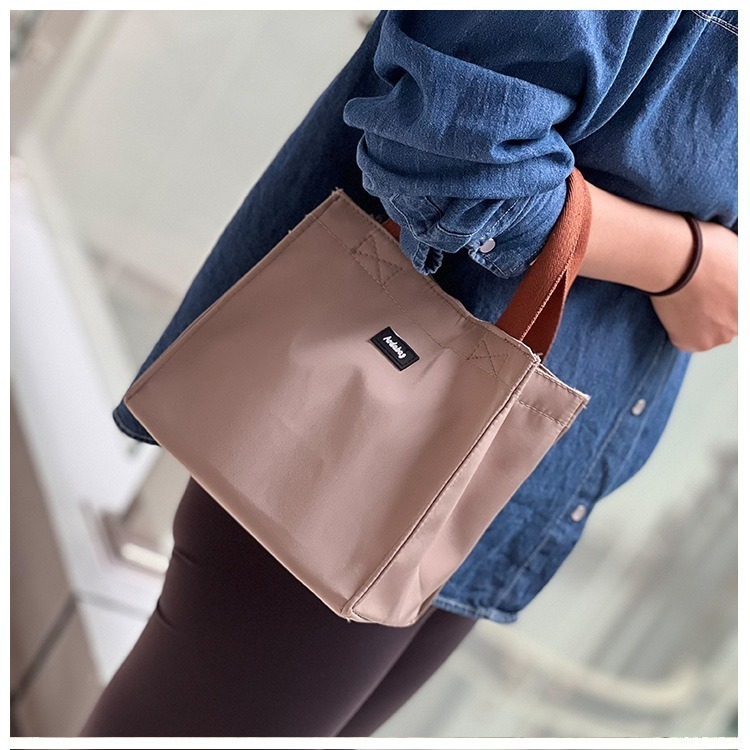 No.465 個性簡約男女學生OL防水便當袋手提袋餐袋素色百搭撞色手提小包包219139-細節圖9