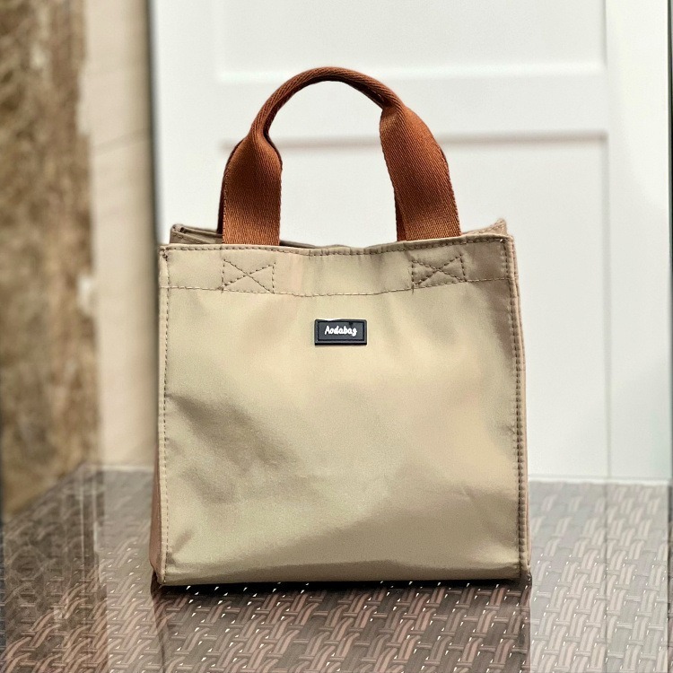 No.465 個性簡約男女學生OL防水便當袋手提袋餐袋素色百搭撞色手提小包包219139-規格圖9