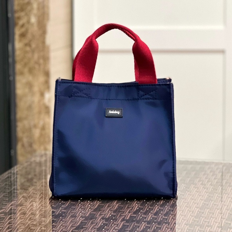 No.465 個性簡約男女學生OL防水便當袋手提袋餐袋素色百搭撞色手提小包包219139-規格圖9