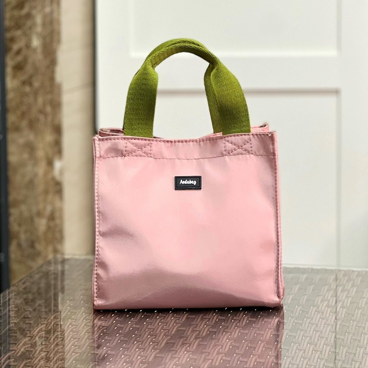 No.465 個性簡約男女學生OL防水便當袋手提袋餐袋素色百搭撞色手提小包包219139-規格圖9