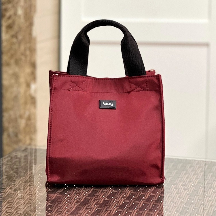 No.465 個性簡約男女學生OL防水便當袋手提袋餐袋素色百搭撞色手提小包包219139-規格圖9