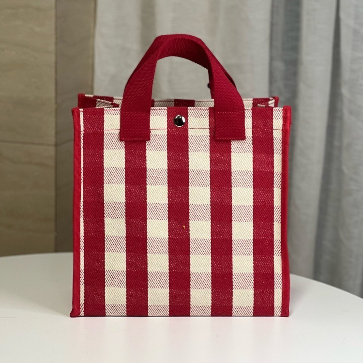 No.270/3 大號條紋格子手提袋側背斜背包多用購物袋餐袋內防水包包315219-規格圖9