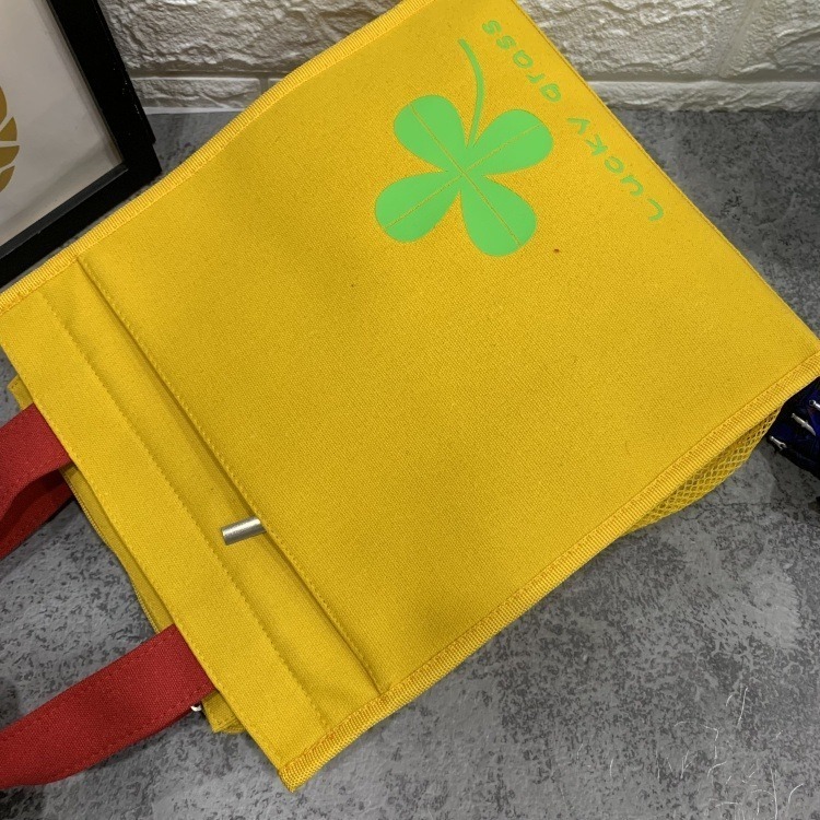 No.607 大號帆布多層學生補習包課輔袋A4文件包多層口袋休閒媽媽包飯包便當袋雜誌購物袋帆布手提袋仙人掌幸運草-細節圖3