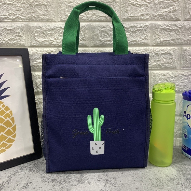 No.607 大號帆布多層學生補習包課輔袋A4文件包多層口袋休閒媽媽包飯包便當袋雜誌購物袋帆布手提袋仙人掌幸運草-規格圖9