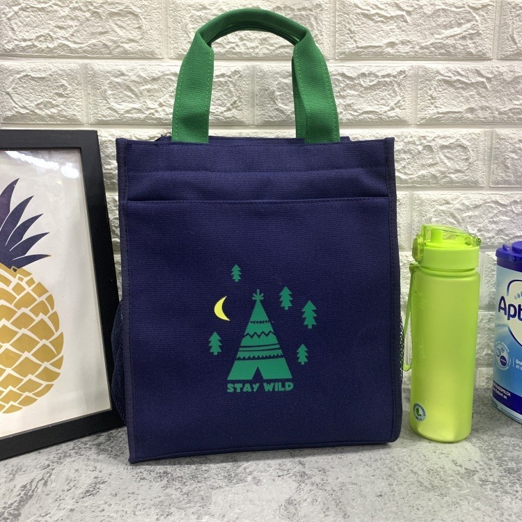 No.607 大號帆布多層學生補習包課輔袋A4文件包多層口袋休閒媽媽包飯包便當袋雜誌購物袋帆布手提袋仙人掌幸運草-規格圖9