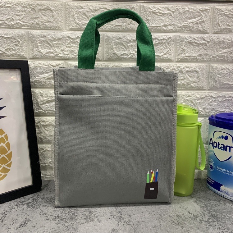 No.607 大號帆布多層學生補習包課輔袋A4文件包多層口袋休閒媽媽包飯包便當袋雜誌購物袋帆布手提袋仙人掌幸運草-規格圖9