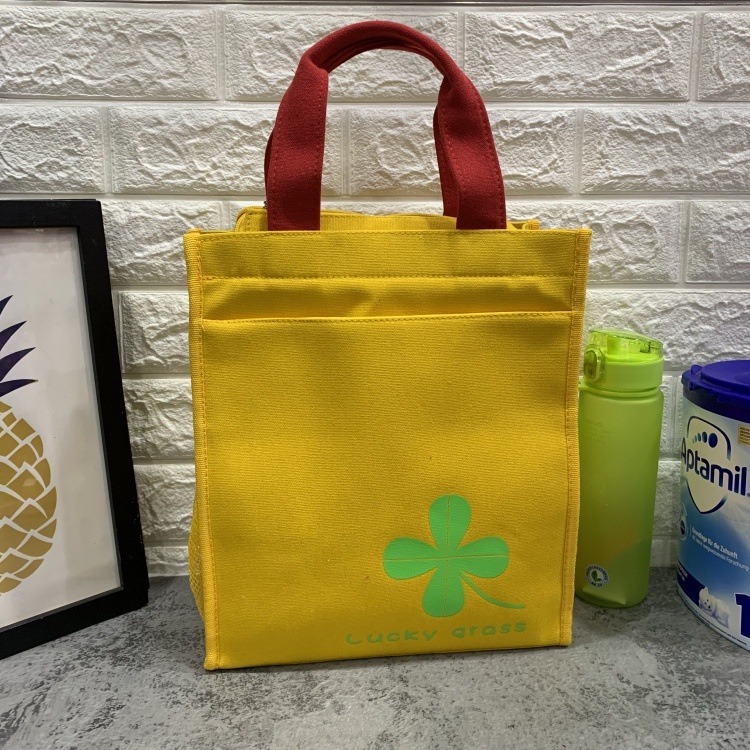 No.607 大號帆布多層學生補習包課輔袋A4文件包多層口袋休閒媽媽包飯包便當袋雜誌購物袋帆布手提袋仙人掌幸運草-規格圖9