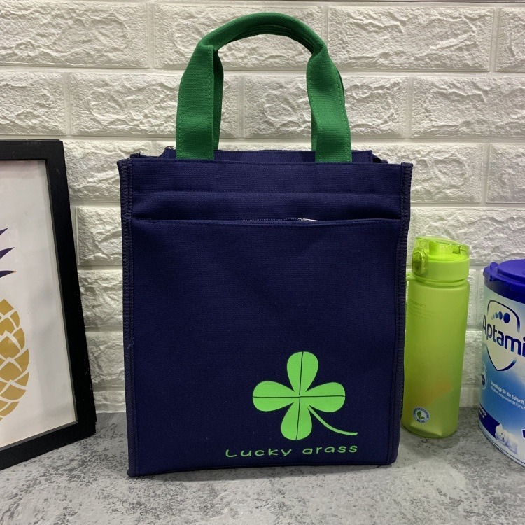 No.607 大號帆布多層學生補習包課輔袋A4文件包多層口袋休閒媽媽包飯包便當袋雜誌購物袋帆布手提袋仙人掌幸運草-規格圖9