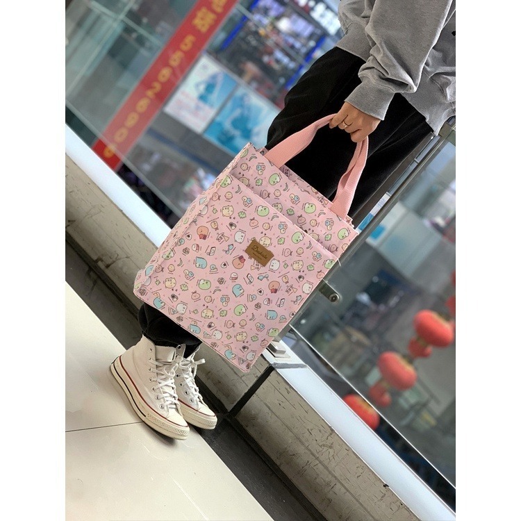 No.655/3 大號拉錬式防水印花布提袋方型A4購物袋多功能手提補習袋書袋餐袋大容量399-細節圖2