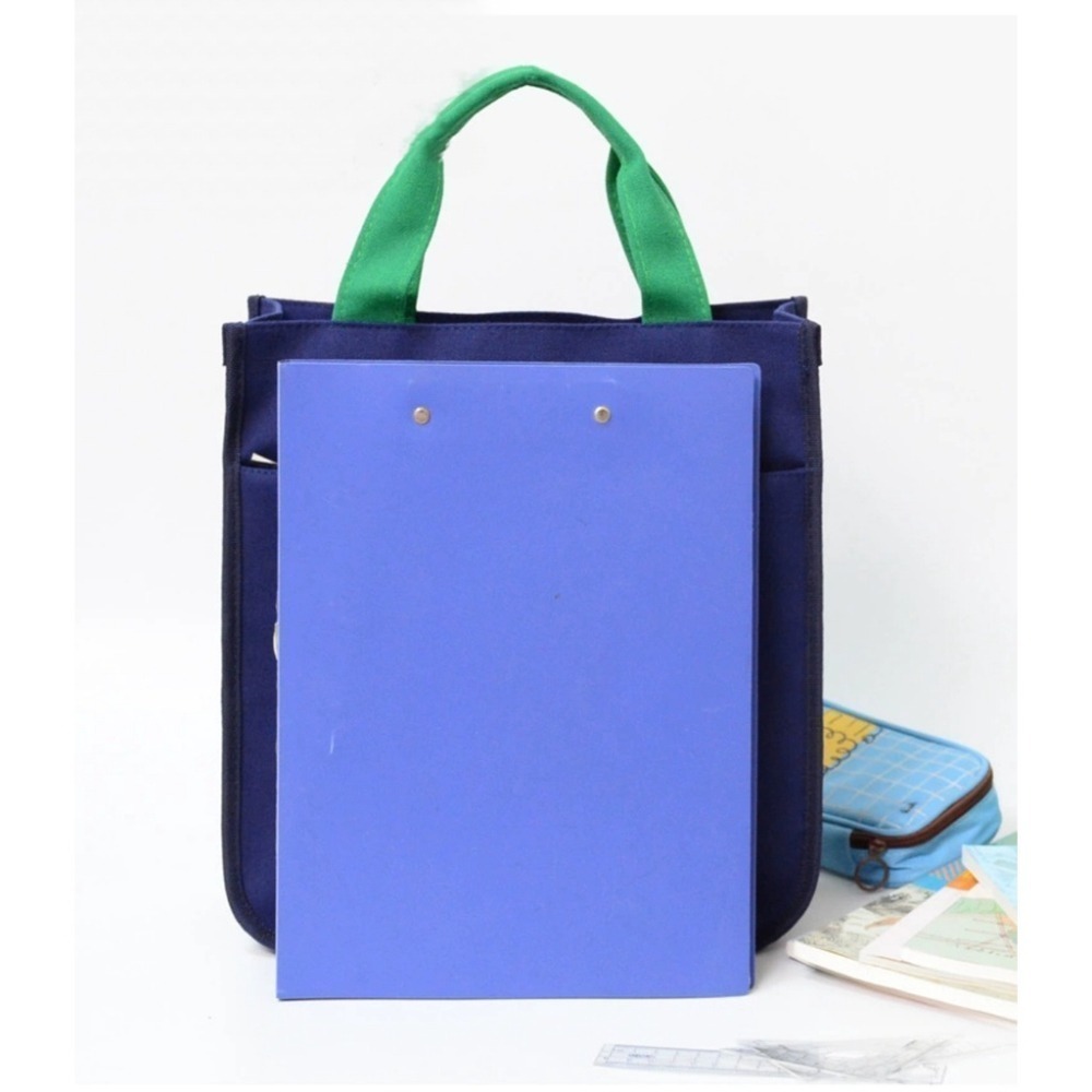 No.399 三用手提肩背斜背帆布包A4小提袋素色簡約學生書包補習袋才藝袋撞色-細節圖7