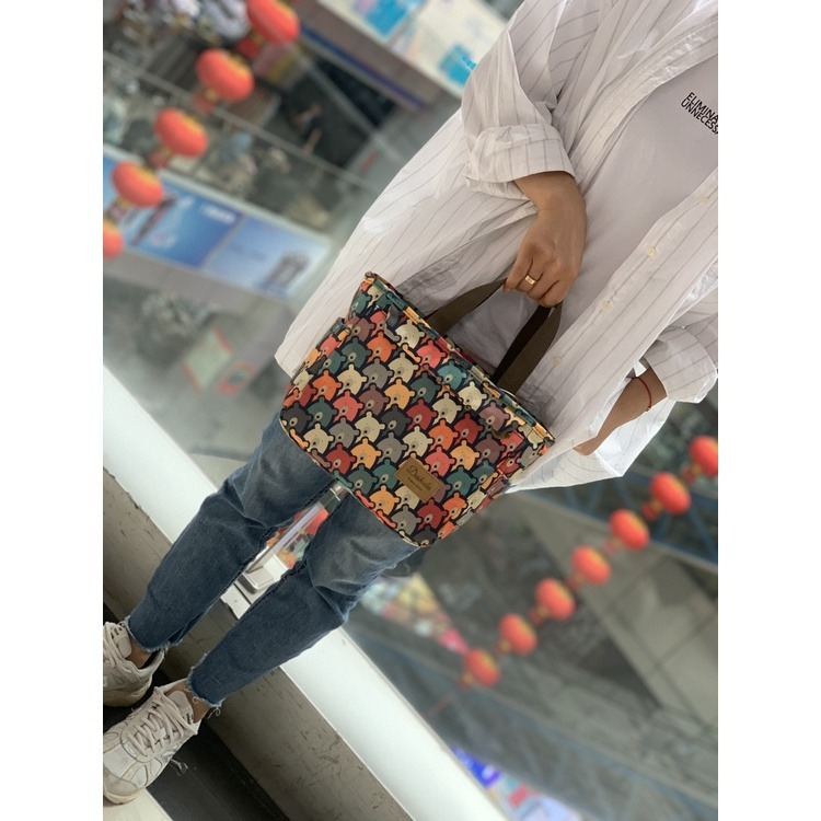 No.140/1 小號可愛印花防油防水布全包短款拉鍊式便當袋小提袋加厚保溫鋁膜餐袋多口袋-細節圖3