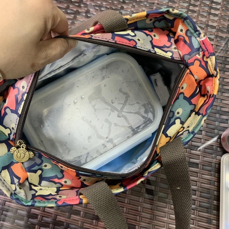 No.140/1 小號可愛印花防油防水布全包短款拉鍊式便當袋小提袋加厚保溫鋁膜餐袋多口袋-細節圖5