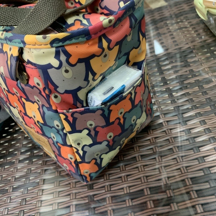 No.140/1 小號可愛印花防油防水布全包短款拉鍊式便當袋小提袋加厚保溫鋁膜餐袋多口袋-細節圖7