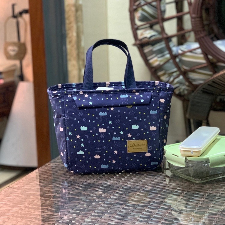 No.140/1 小號可愛印花防油防水布全包短款拉鍊式便當袋小提袋加厚保溫鋁膜餐袋多口袋-規格圖9