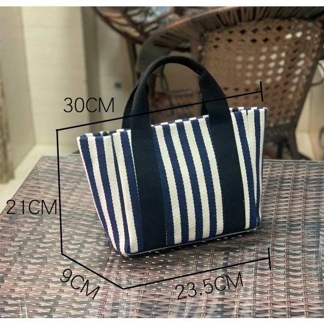 No.981 OL淑女手提袋帆布包基本百搭條紋撞色織帶拉錬式小包包水餃包259199-細節圖2