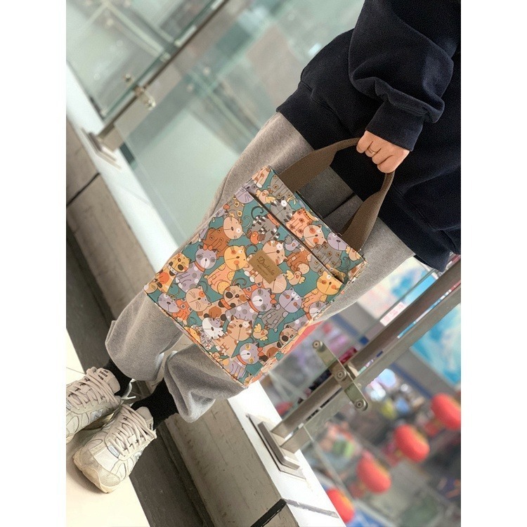 No.655/2 中號拉錬式防水印花布提袋方型購物袋手提補習袋書袋餐袋小包包329259-細節圖2