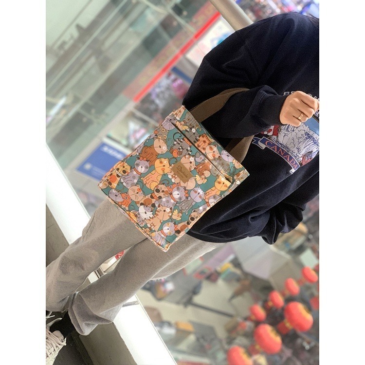 No.655/2 中號拉錬式防水印花布提袋方型購物袋手提補習袋書袋餐袋小包包329259-細節圖3