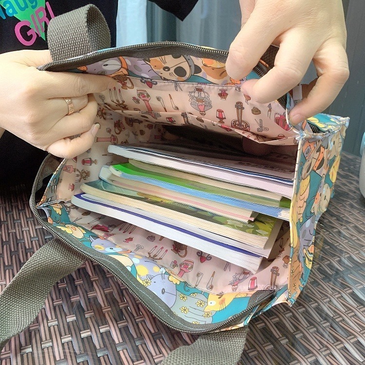 No.655/2 中號拉錬式防水印花布提袋方型購物袋手提補習袋書袋餐袋小包包329259-細節圖9