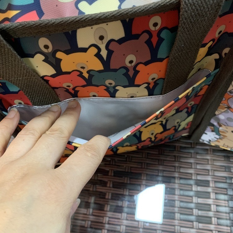 No.910/2 大號防水鋁膜手提包便當袋餐袋可愛卡通印花全包覆式小包包方型349229-細節圖5