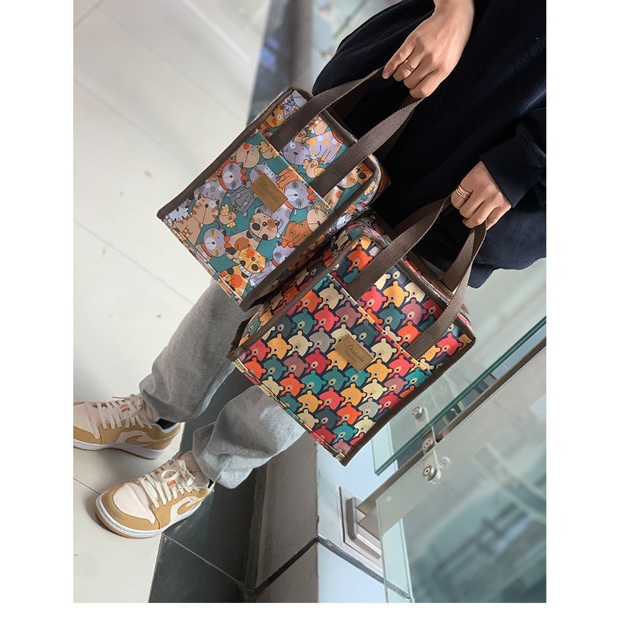 No.910/2 大號防水鋁膜手提包便當袋餐袋可愛卡通印花全包覆式小包包方型349229-細節圖9