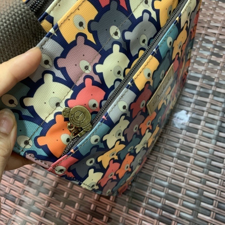 No.606 加大款可愛印花防水布鋁膜保溫提袋拉錬款便當袋購物袋多功能手提袋午餐袋-細節圖5