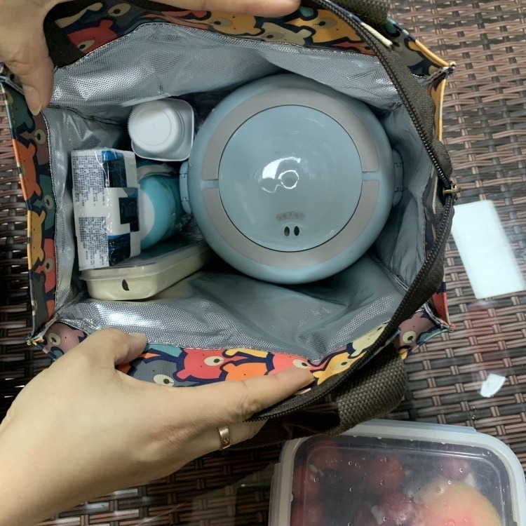 No.606 加大款可愛印花防水布鋁膜保溫提袋拉錬款便當袋購物袋多功能手提袋午餐袋-細節圖8