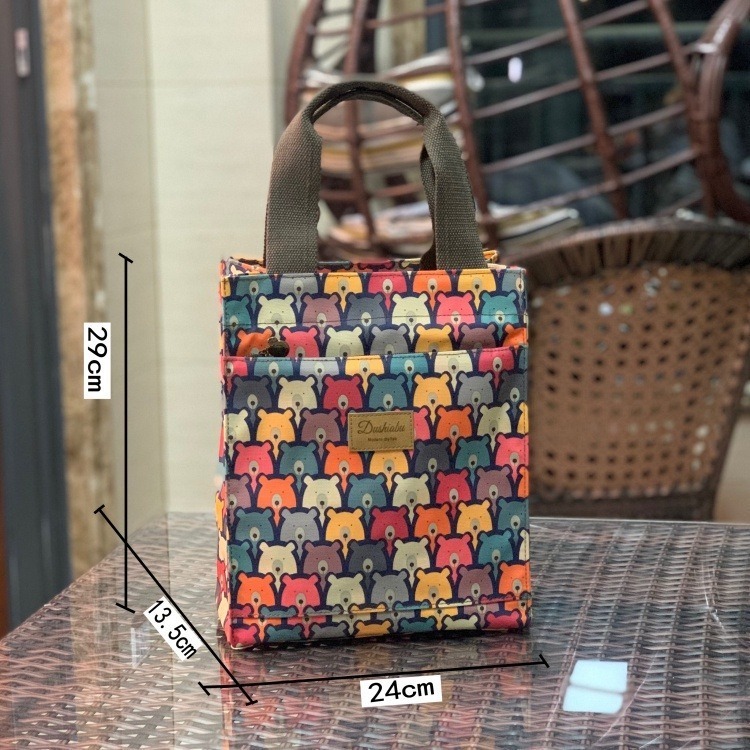 No.606 加大大容量長款可愛印花防水布鋁膜保溫提袋拉錬款便當袋購物袋多功能提袋339259-細節圖2