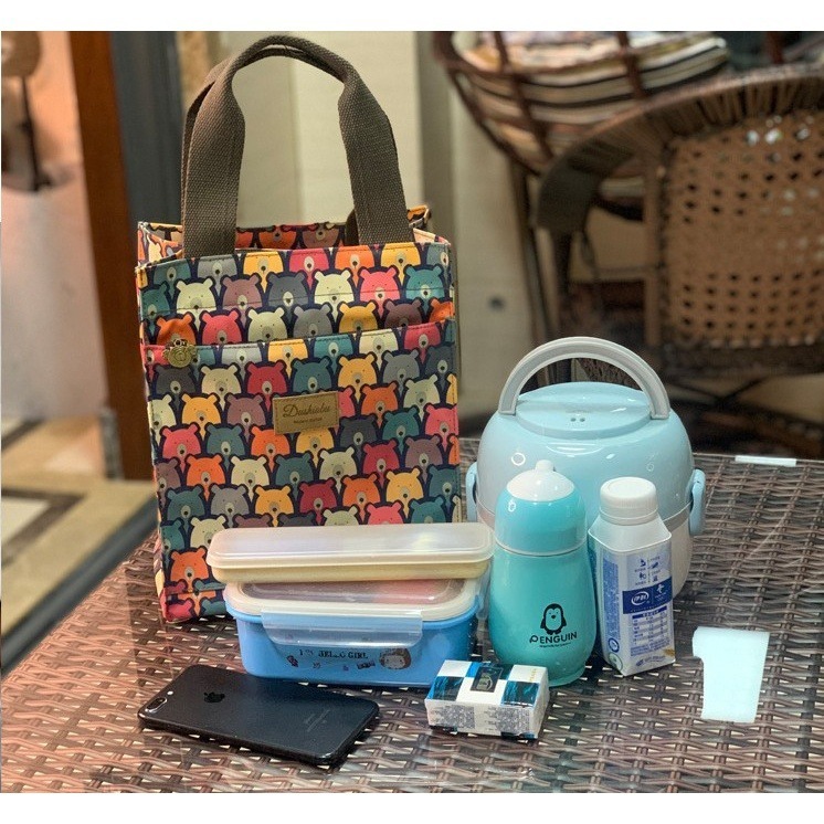 No.606 加大大容量長款可愛印花防水布鋁膜保溫提袋拉錬款便當袋購物袋多功能提袋339259-細節圖3