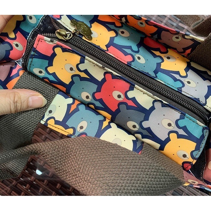 No.606 加大大容量長款可愛印花防水布鋁膜保溫提袋拉錬款便當袋購物袋多功能提袋339259-細節圖4