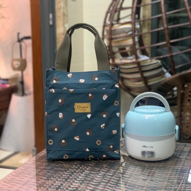 No.606 加大大容量長款可愛印花防水布鋁膜保溫提袋拉錬款便當袋購物袋多功能提袋339259-規格圖9