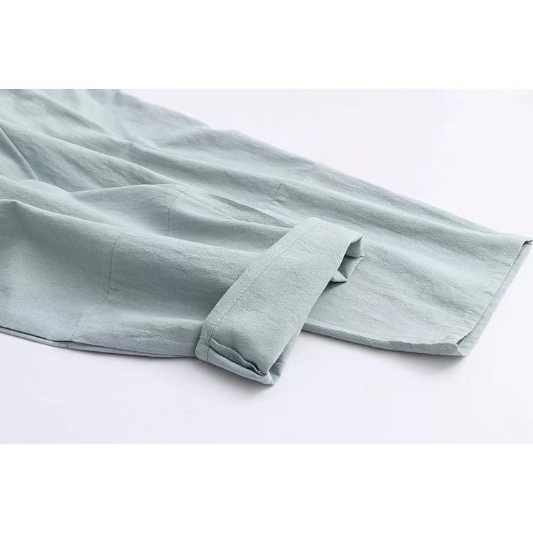 現貨藏青格 392708-LF3267森女民族風寬鬆大尺碼休閒日系棉麻繫帶抽繩彈性腰圍高腰九分褲袴褲飛鼠褲老爺褲子家居服-細節圖7