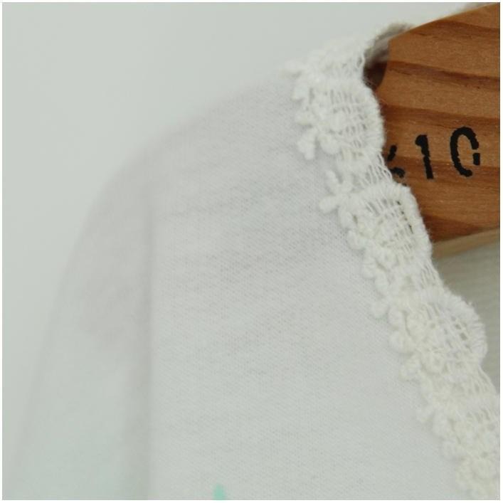 現貨粉色1件_78934日韓原單秋裝粉嫩素雅清新撞色拼接星星印花蕾絲花邊大圓領長袖棉質T恤上衣-細節圖2